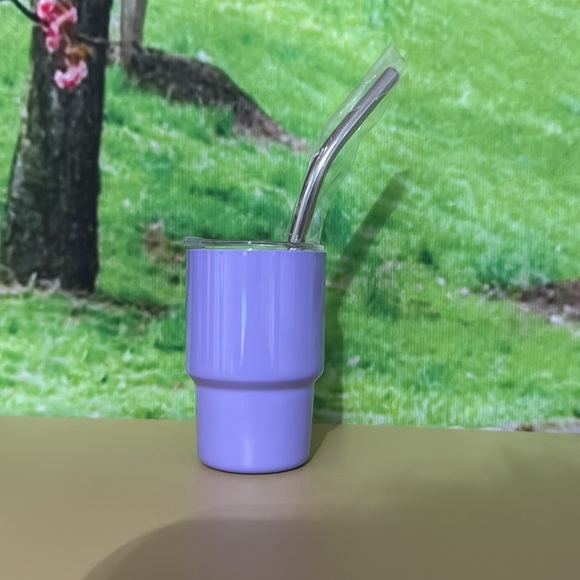 Tiny tumbler shot tumbler stainless steel in purple includes straw - Picture 2 of 11